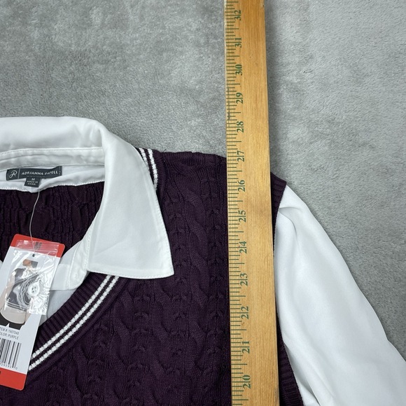Adrianna Papell Women's M Sweater Vest Purple Viscose Blend e0006 - Picture 5 of 8